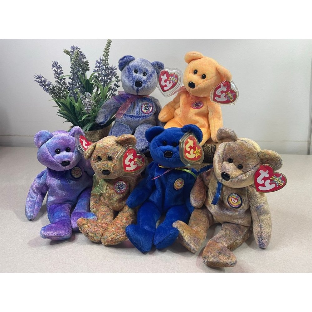 Vintage Ty Beanie Babies Official Club Bears Lot of 6 Clubby Sunny Speckles